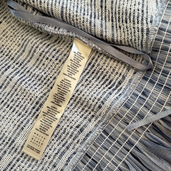 White House Black Market | Blue Opal | Fringe Sweater Jacket | size S - Picture 4 of 7